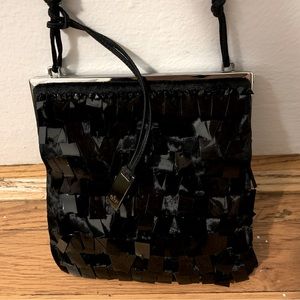 Gucci Tom Ford Charcoal Grey/Black crushed velvet embellished evening bag.